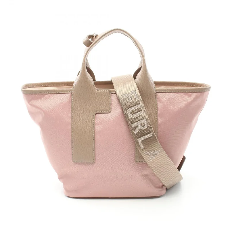 Green leather tote bag for gym-Furla  pink Leather Nylon Canvas Tote Bag