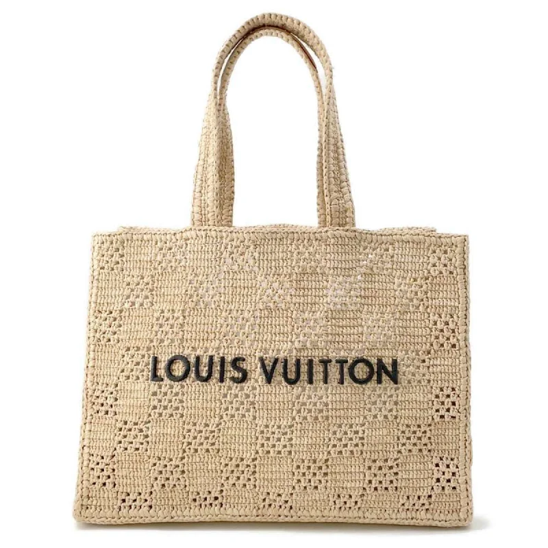 Green quilted tote bag for gym-Louis Vuitton Damier  Raffia Handbag Tote Bag (Pre-Owned)