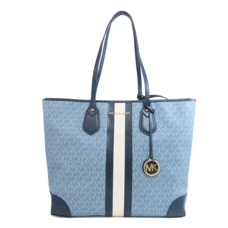 Black denim tote bag for gym-Michael Kors blue Navy Pvc Tote Bag (Pre-Owned)