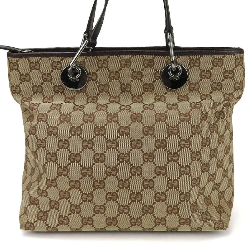 Purple quilted tote bag for office-Gucci Gg Canvas    Canvas Leather Tote Bag (Pre-Owned)