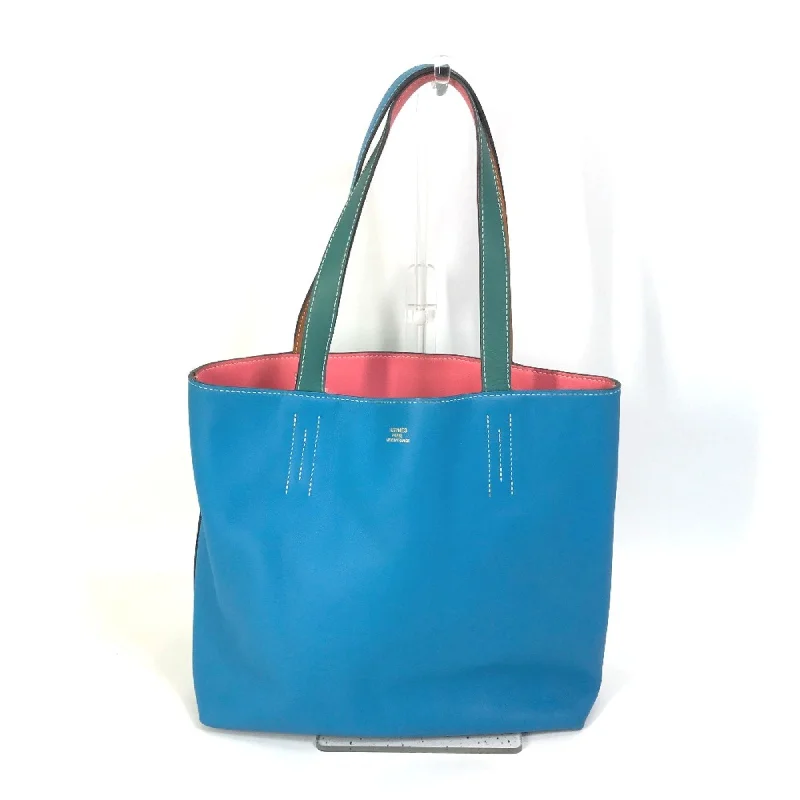 Blue canvas tote bag for summer-Hermes  Leather Tote Bag (Pre-Owned)