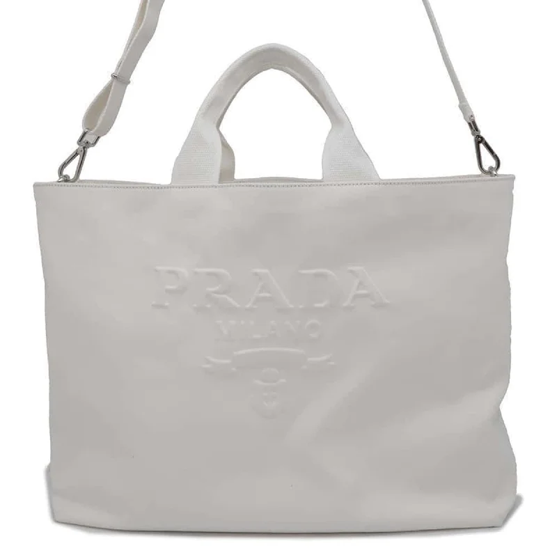 White suede tote bag for daily-Prada  Canvas Shopping Bag Tote Bag (Pre-Owned)