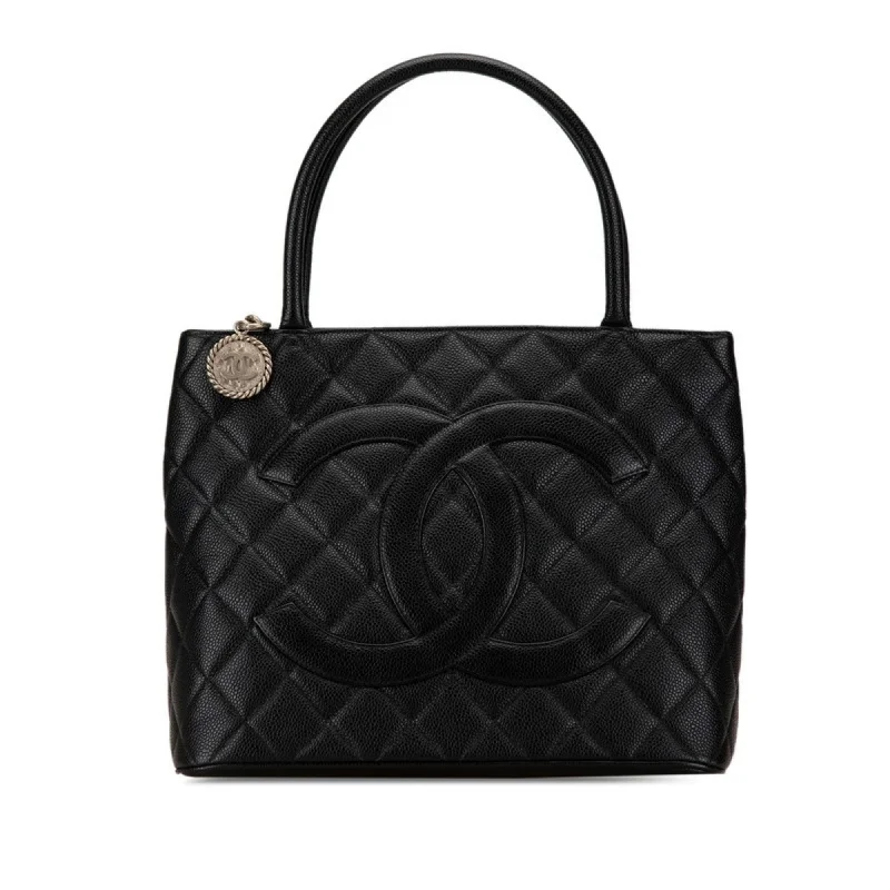 Blue quilted tote bag for hiking-Chanel  Caviar Leather Tote Bag (Pre-Owned)